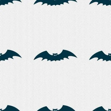 Bat icon sign. Seamless pattern with geometric texture. Vector Stock Illustration