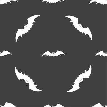 Bat icon sign. Seamless pattern on a gray background. Vector イラスト素材