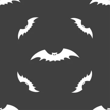 Bat icon sign. Seamless pattern on a gray background. Vector Stock Illustration