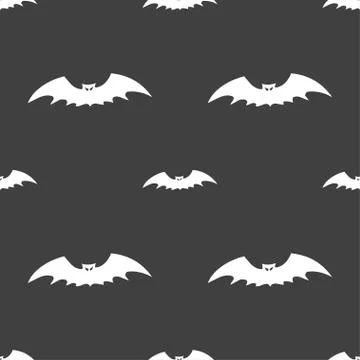 Bat icon sign. Seamless pattern on a gray background. Vector Stock Illustration