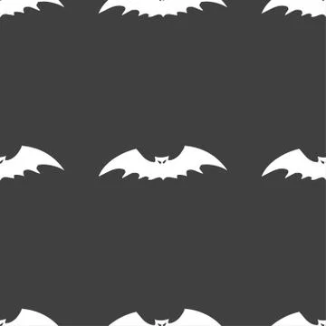 Bat icon sign. Seamless pattern on a gray background. Vector Stock Illustration