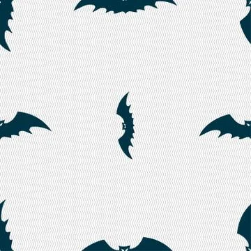 Bat icon sign. Seamless pattern with geometric texture. Illustrazione stock