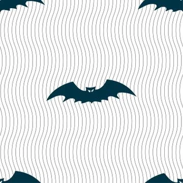 Bat icon sign. Seamless pattern with geometric texture. Stock Illustration