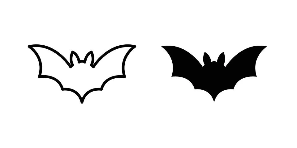 Bat icon silhouette vector set. thin line pack Stock Illustration