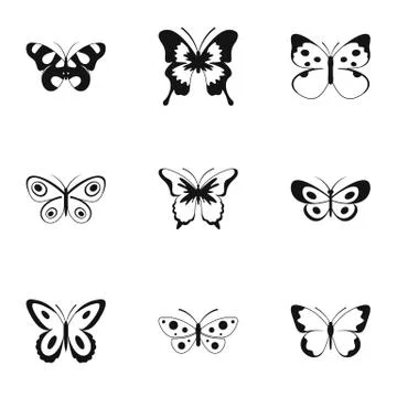 Bat icons set, simple style Stock Illustration