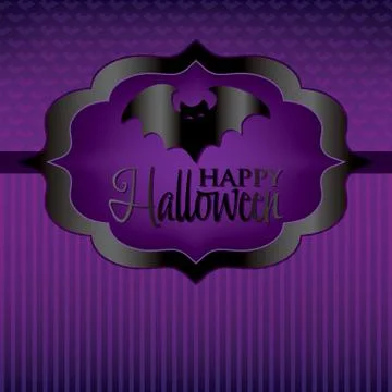 Bat label halloween card in vector format. Stock Illustration