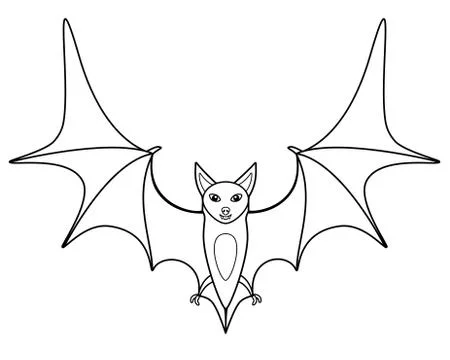 Bat - linear vector illustration - element for coloring. Cute Bat Stock Illustration