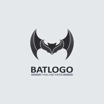 Bat logo animal and vector, wings, black, halloween, vampire, gothic, illus.. Stock Illustration