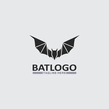 Bat logo animal and vector, wings, black, halloween, vampire, gothic, illus.. Stock Illustration