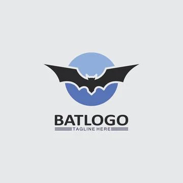 Bat logo animal and vector, wings, black, halloween, vampire, gothic, illus.. Stock Illustration