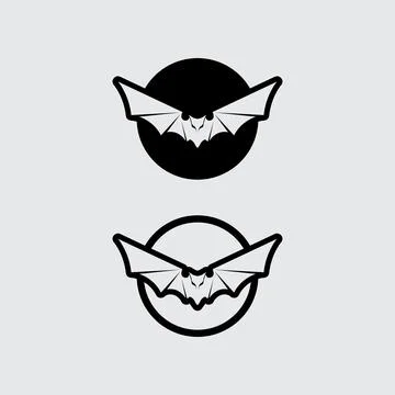 Bat logo animal and vector, wings, black, halloween, vampire, gothic, illus.. Stock Illustration