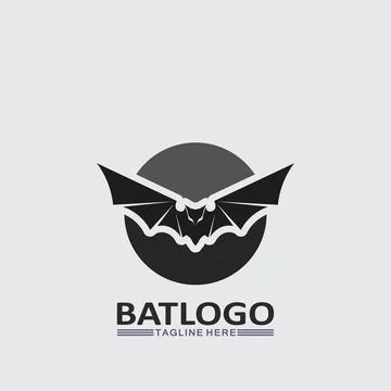 Bat logo animal and vector, wings, black, halloween, vampire, gothic, illus.. Stock Illustration
