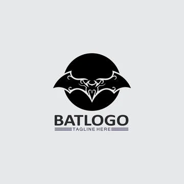 Bat logo animal and vector, wings, black, halloween, vampire, gothic, illus.. Stock Illustration