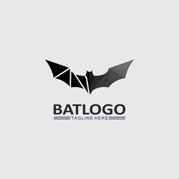Bat logo animal and vector, wings, black, halloween, vampire, gothic, illus.. Stock Illustration