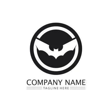 Bat logo animal and vector, wings, black, halloween, vampire, gothic, illus.. Stock Illustration