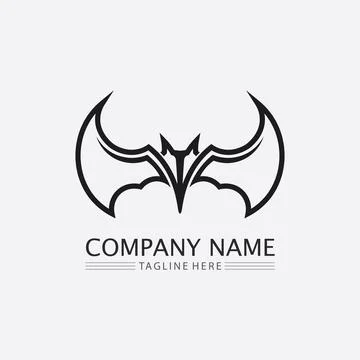 Bat logo animal and vector, wings, black, halloween, vampire, gothic, illus.. Stock Illustration