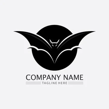 Bat logo animal and vector, wings, black, halloween, vampire, gothic, illus.. Stock Illustration