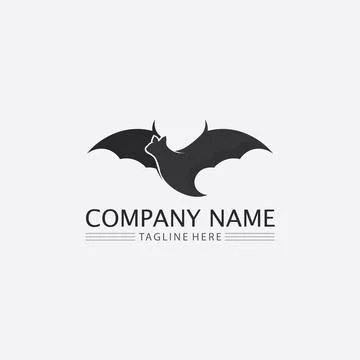 Bat logo animal and vector, wings, black, halloween, vampire, gothic, illus.. Stock Illustration