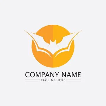 Bat logo animal and vector, wings, black, halloween, vampire, gothic, illus.. Stock Illustration