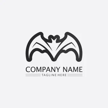 Bat logo animal and vector, wings, black, halloween, vampire, gothic, illus.. Stock Illustration