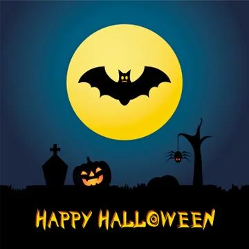 Bat in the moon Stock Illustration