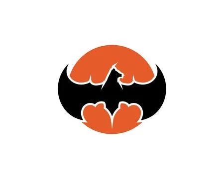 Bat open wings flying concept elements icon 库存插图