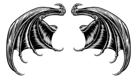 Bat or Dragon Wings Stock Illustration