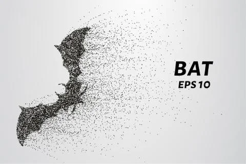Bat out of particles. Bat consists of circles and points. Vector illustration Stock Illustration