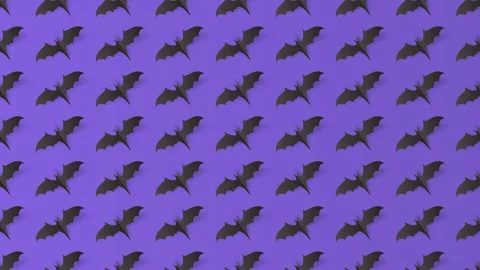 Bat pattern for Halloween on violet background Stock Footage 153946317