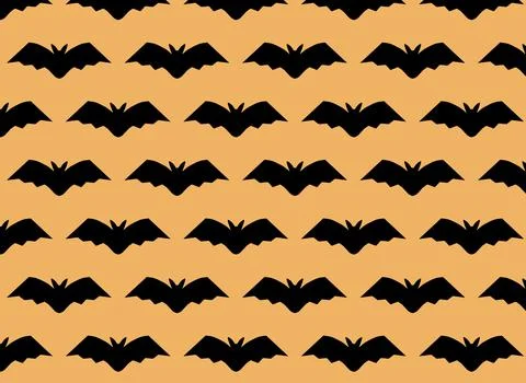 Bat pattern on an orange background 3d-rendering Illustrazione stock