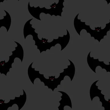 Bat seamless pattern. Flying vampire background. Monster with wings. Night Ho Stock Illustration