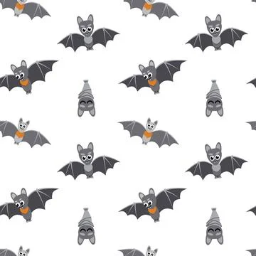 Bat. Seamless pattern. Halloween background with bats. Cartoon, flat, vector Illustrazione stock