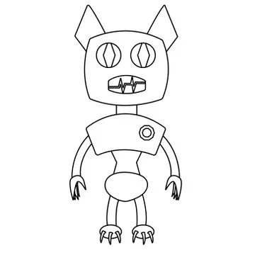 Bat shape robot. Isolated outline vector illustration Stock Illustration