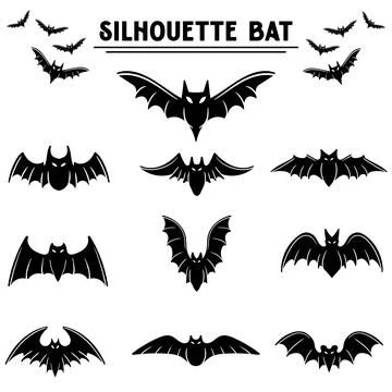 Bat silhouette element set vector illustration Stock Illustration
