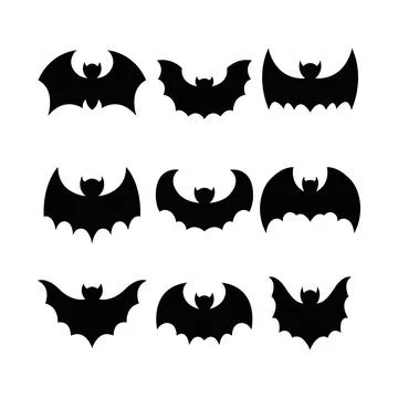 Bat silhouette icon collection. flat style elements. cartoon isolated illus.. Illustrazione stock
