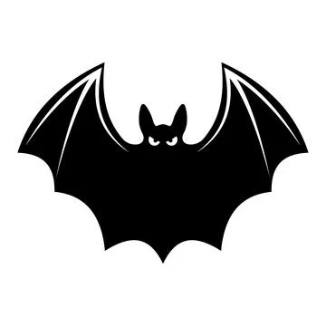 Bat Silhouette with Spread Wings Vector Illustration Stock Illustration