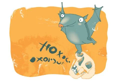 Bat On Skull Stock Illustration