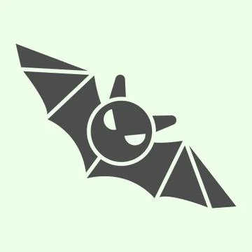 Bat solid icon. Flying Halloween scary night animal glyph style pictogram on Stock Illustration