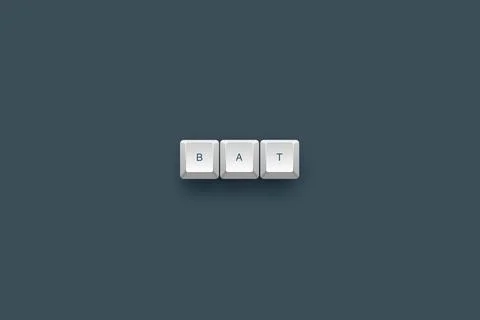 Bat text on a 3d keyboard button with shadow concept series Stock Illustration