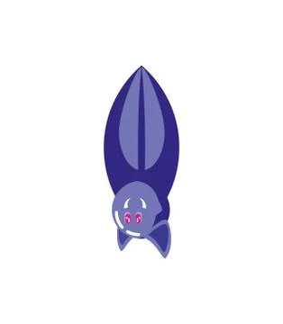 Bat upside down on white background Stock Illustration