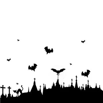 Bat vector black and white cross grave Halloween template 스톡 일러스트
