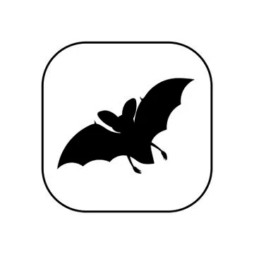 Bat - vector logo icon for web. black on white. Minimalistic cartoon style. Illustrazione stock