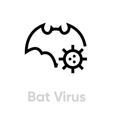 Bat Virus vector editable line. Stock Illustration