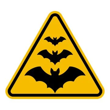 Bat Warning Sign, Beware Flying Mammals in Area Stock Illustration