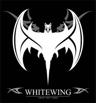 Bat. white bat spread out its wing. Stock Illustration