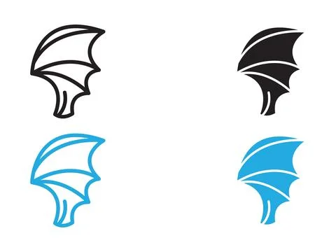 Bat wing icon black and white vector outline sign Illustrazione stock
