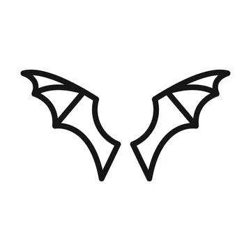 Bat wing icon Black line art vector logo Illustration