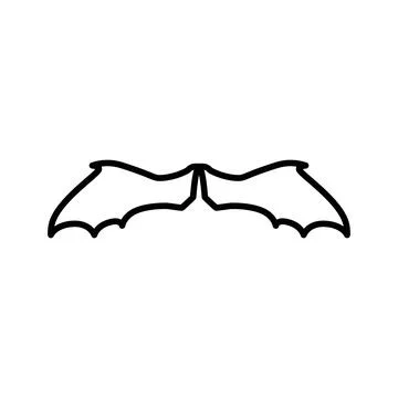 Bat wing icon linear logo mark in black and white Illustration