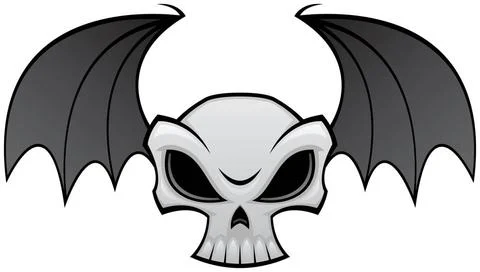 Bat Wing Skull Vector illustration of an angry skull with bat wings. Great... Stock Photos