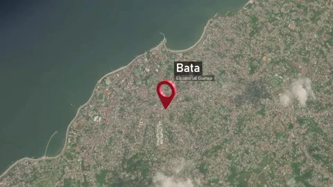 Bata City Map Zoom (Equatorial Guinea) from Space to Earth Video stock 275415166